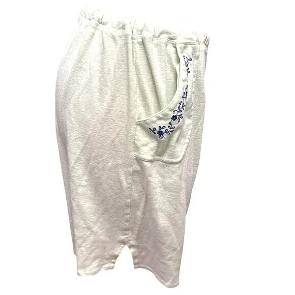 Adonna Lounge Set Green Ribbed Tank Top Shorts Navy Embroidery Size Large - Picture 12 of 16